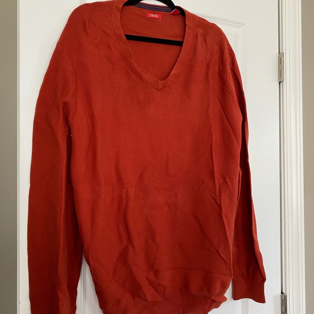 Izod Men’s Burnt Orange V Neck Sweater